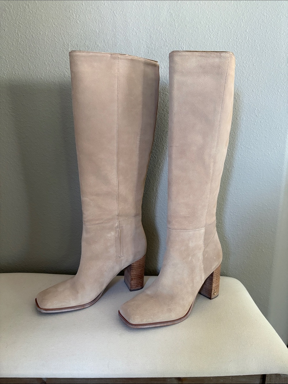 Sam Edelman Tall Suede Knee-High Boots in Light Taupe